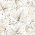 FunStick White and Gold Wallpaper Peel and Stick Gold Ginkgo Leaf Floral Wallpaper Mural for Bathroom Walls Self Adhesive Modern White Gold Beige Hibiscus Floral Contact Paper for Cabinets 17.5"x118"