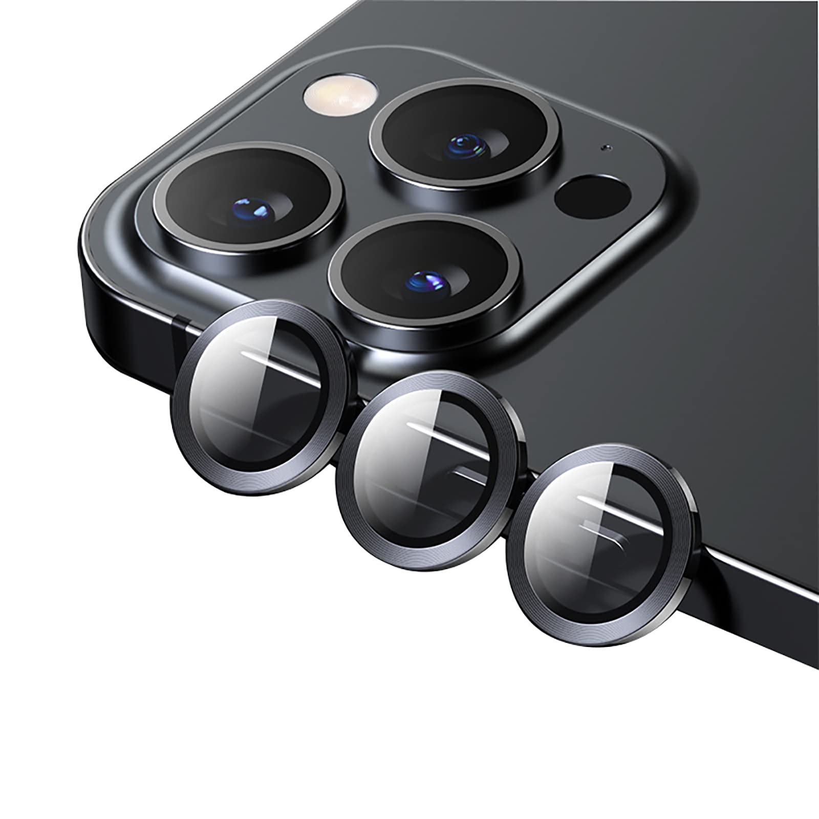 GMUJIAO [3 Pack] Camera Lens Protector Compatible with iPhone 13 Pro/13 Pro Max,iPhone 13 Pro Metal Lens Film,Scratch Protective Film[HD Clear][Wear Resistant]-Black