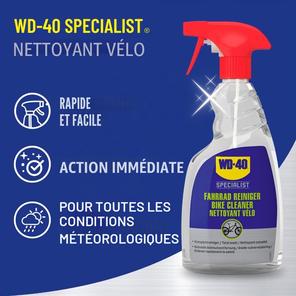 WD-40 Specialist Kit d'entretien complet pour vélo 3 pièces avec spray pour chaîne et nettoyant pour chaîne