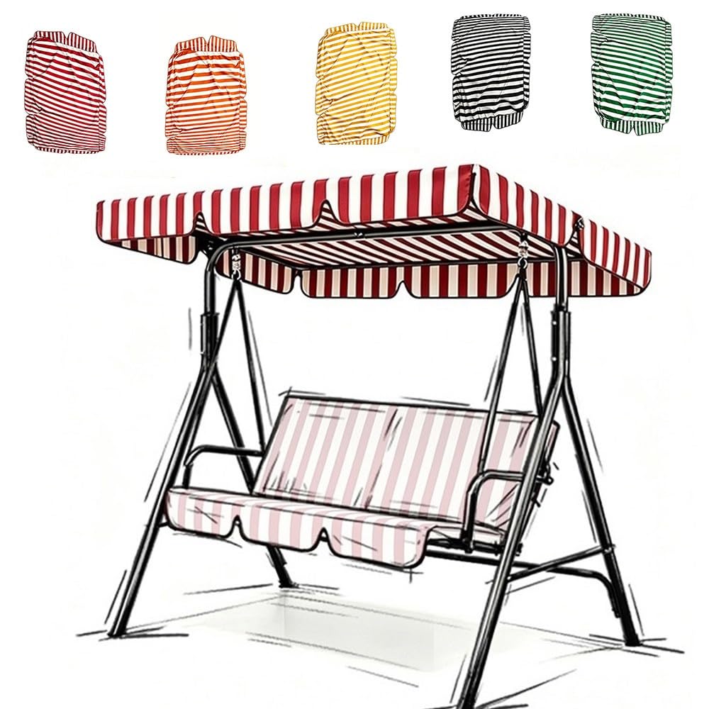 Auvent Universel pour Balancelle Hollywoodienne Housse De Toit De Rechange pour Balancelle Toile De Balancelle De Jardin Imperméable(Red,142x120cm/56x47In)