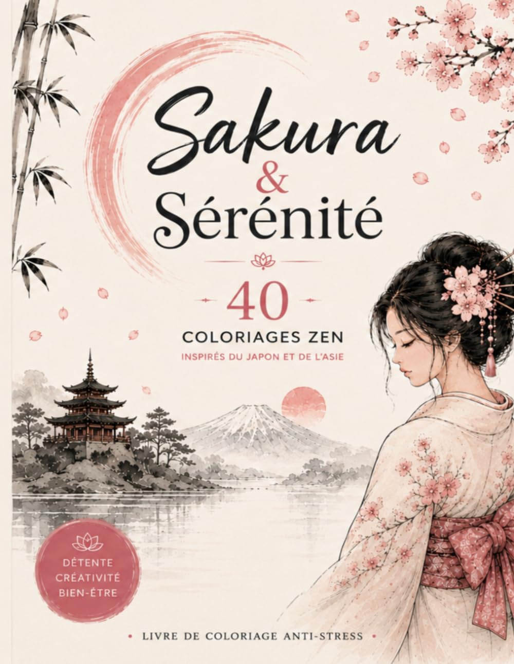 Sakura et Sérénité: 40 coloriages zen inspirés du Japon et de l'Asie. Livre de coloriage anti stress. Détente, Créativité et Bien être, pour adultes et adolescents.