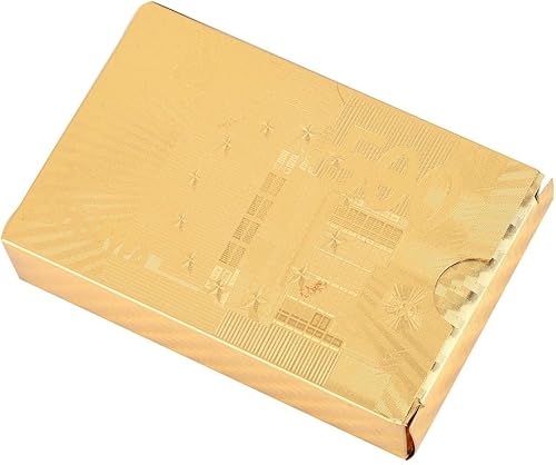 Miniatura 6 de VGEBY 1 cartas de póquer, lujo falso chapado en oro impermeable cartas de póquer con caja para juego de mesa (Euro)