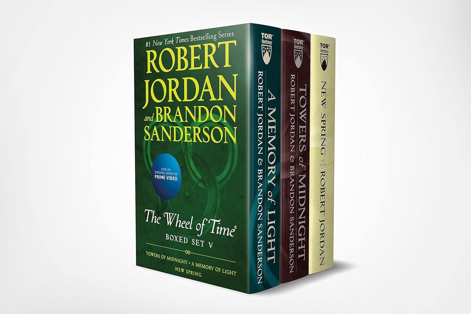 The Wheel of Time, 15 Book Set: New Spring, Eye the World, Great Hunt, Dragon Reborn, Shadow Rising, Fires Heaven, Lord Chaos, Crown Swords, Path Daggers, Winter's Heart, Crossroads Twilight, Knife Dreams, Gathering Storm, Towers Midnight, Memory Light