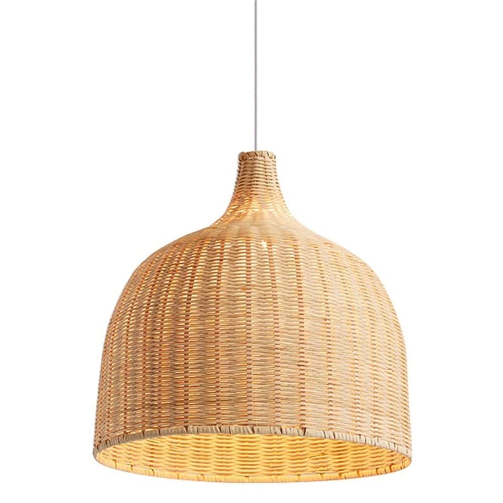 KHUKHU Rattan Light Fixture Chandelier Modern Rattan Basket Ceiling Pendant Light Shade in Wicker Finish E27 Vintage Hanging Lights Bamboo Rattan Hand Woven Pendant Lamp(45 * 45cm)