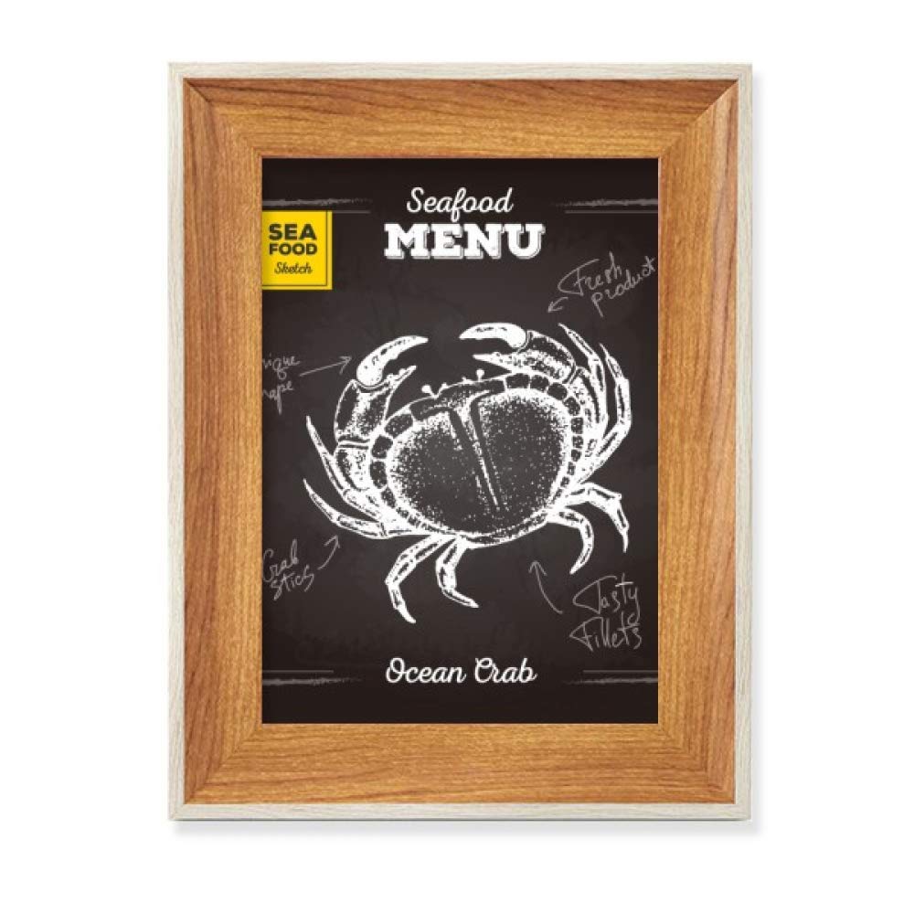 Sketch de crabe et cadre de photo en bois, peinture d'organisme marin