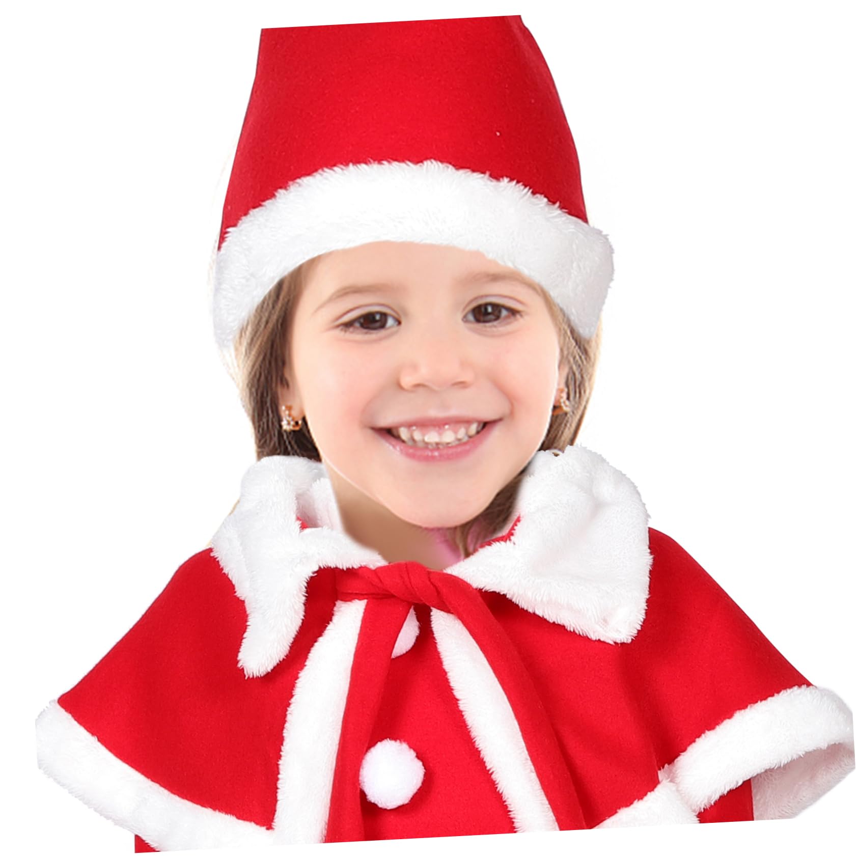 minkissy Costume Natale per Vestito Natale in Poliestere con Maniche Lunghe Sciarpa Cintura e Cappello per Feste e Natalizi
