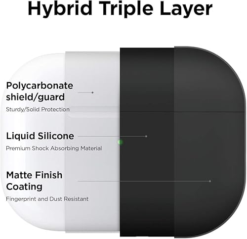 Miniatura 2 de elago Funda de silicona líquida compatible con AirPods Pro, protección de triple capa, diseño de protección, soporta carga inalámbrica, luz LED