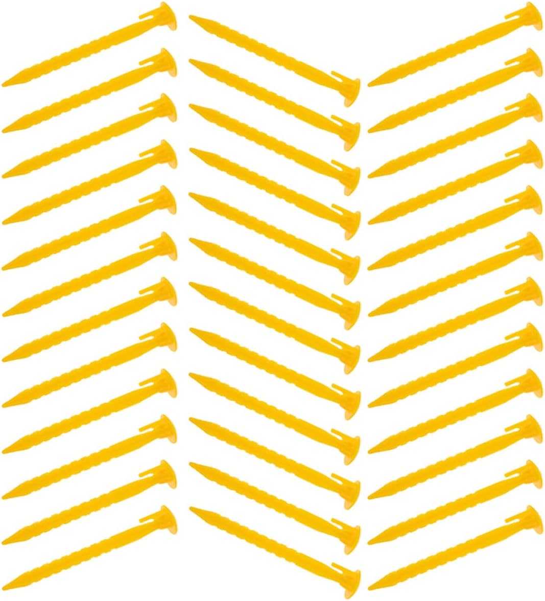 Cabilock 36pcs Plastic Tent Stakes with Serrated Design for Camping and Beach Use, Heavy Duty Sand Anchors for Outdoor Tent and Umbrella Stabilization