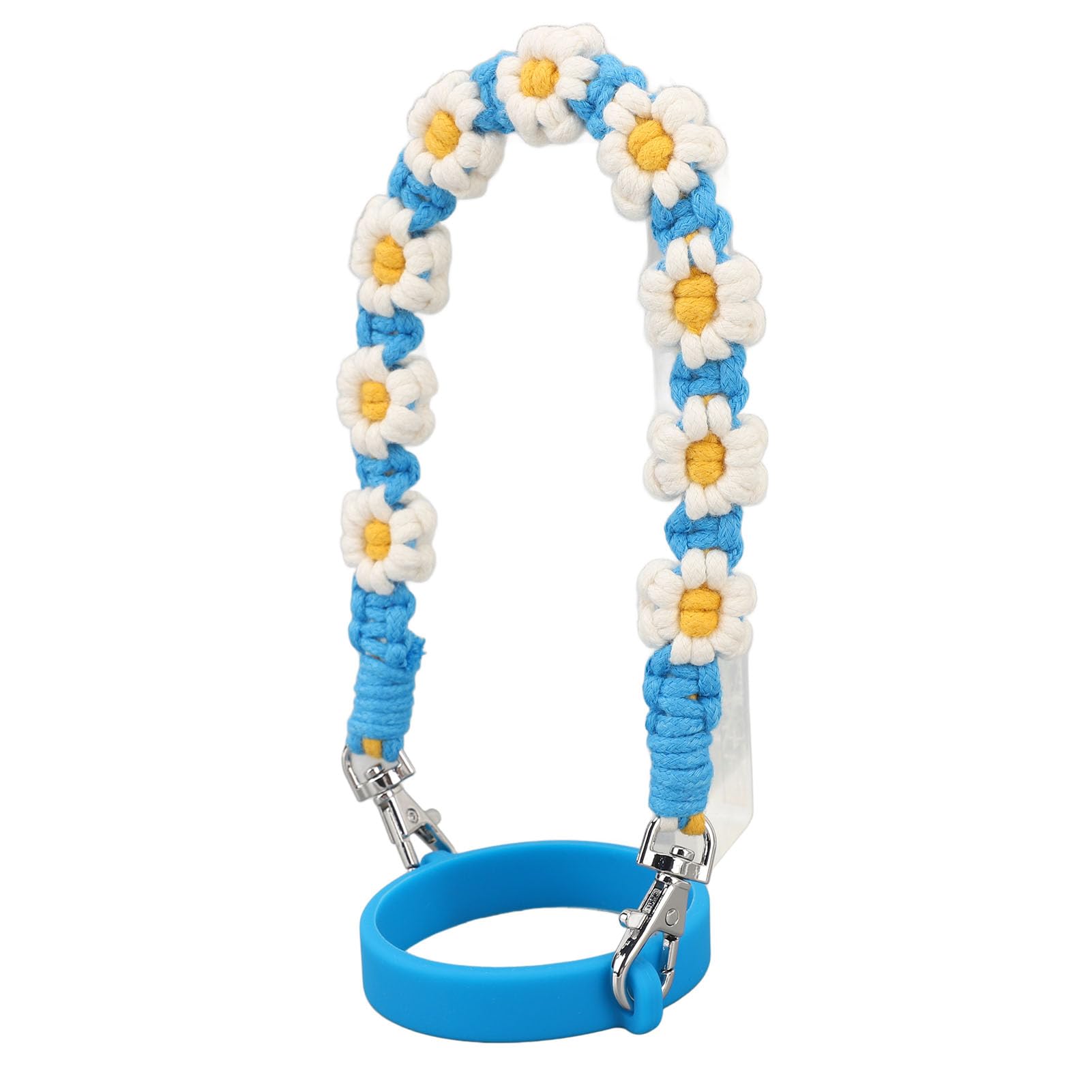 Saluaqui Bottle Handle with Cute Flower Design Silicone Hand Woven Lanyard Ideal Cup Rope for Outdoor Travel Camping Hiking and Picnics in Green (Blue)
