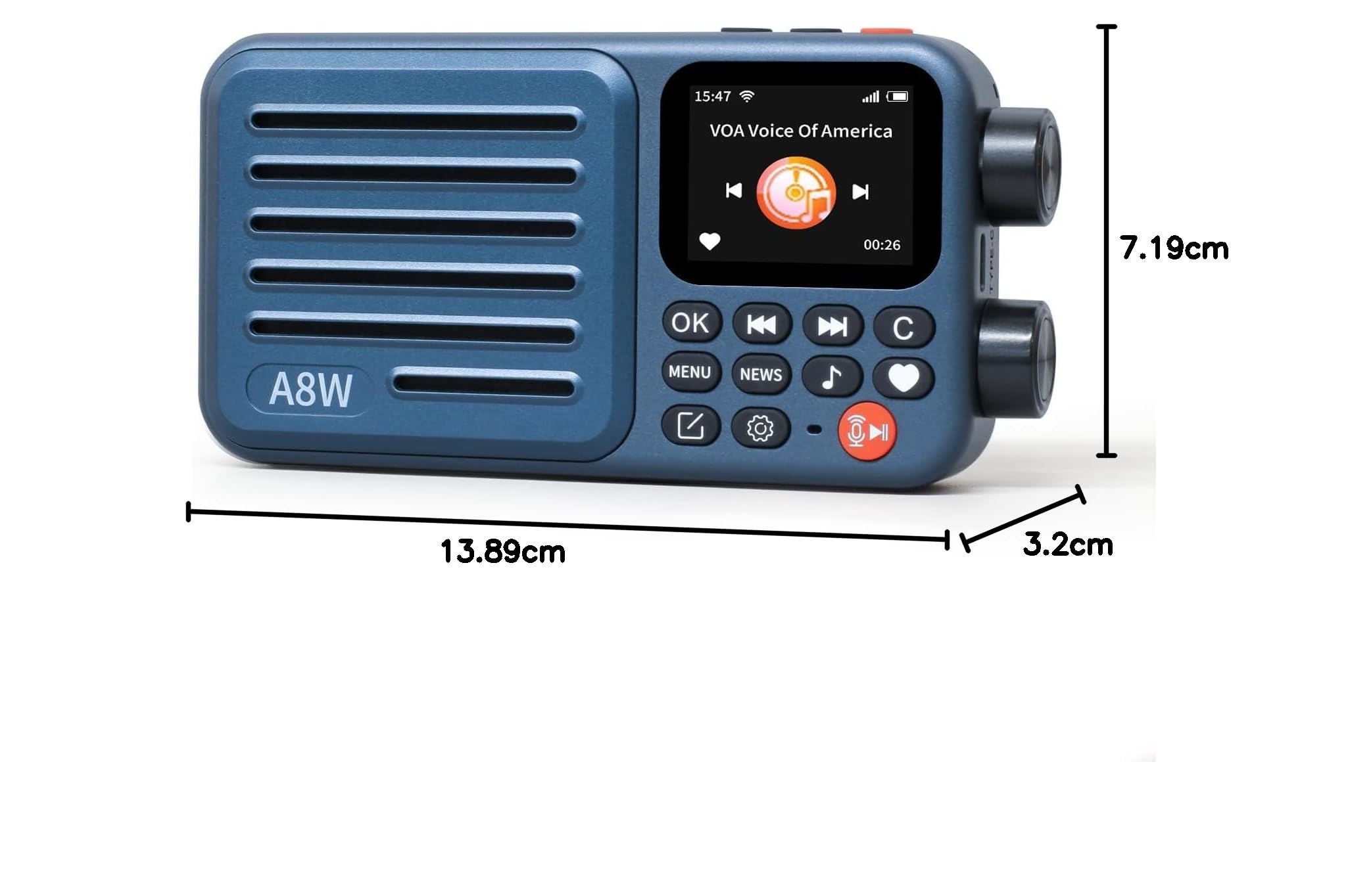 Choyong Radio Internet A8W Récepteur intelligent portable WiFi/4G Version mondiale Haut-parleur FM, carte TF, toutes les stations du monde, pour la maison avec WiFi