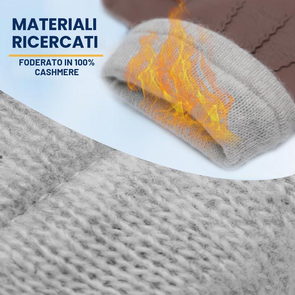 MGGMOKAY Guanti da uomo in pelle di cervo con fodera in cashmere