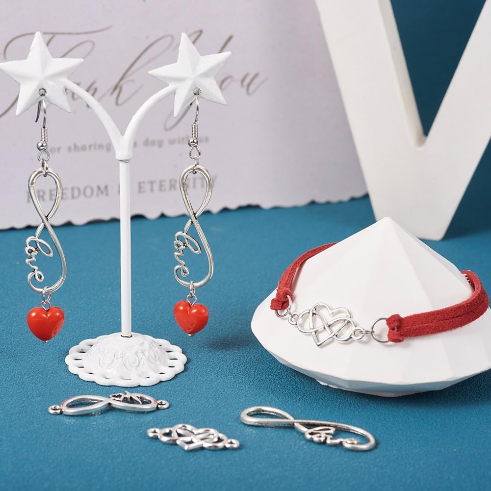 Pandahall 42Pcs Infinity Symbol Connectors Charms Alloy Heart Infinity Link Charms 7 Styles Tibetan Style Pendants for DIY Bracelet Necklace Jewelry Making Supplies - Image 3