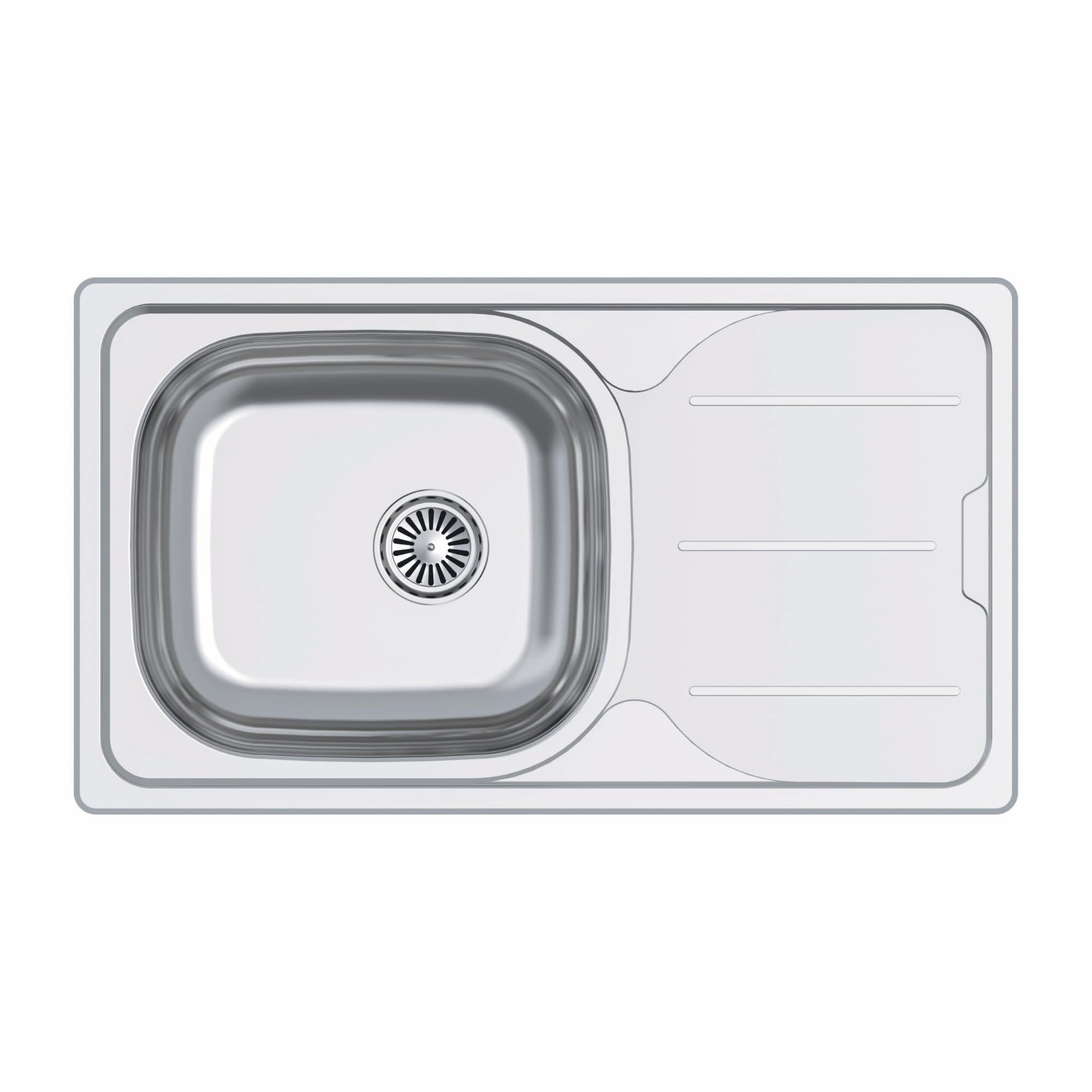 CATA Fregadero CDS-1 REV/A Cubeta Cuadrada Escurridor Reversible Instalación Mueble 45 CM Profundidad 15 CM Base Fonoabsorbente Acero Inoxidable Válvula Canasta Color Inoxidable