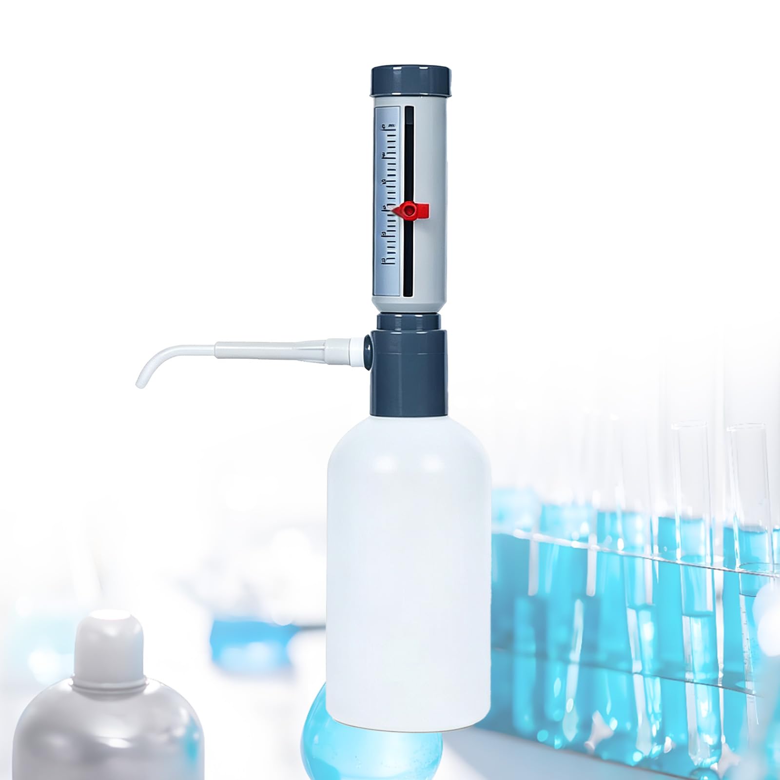 COYEUX Dispensador De Pipeta De Laboratorio Ajustable De 0 A 25 Ml, Dispensador con Accesorio para Botellas Y Manguito, Escala Precisa, Botella De Plástico para Reactivos De 1000 Ml, para Soluciones