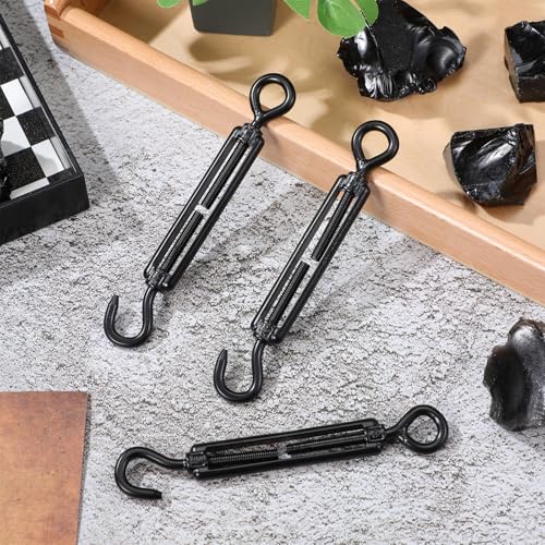 Beaupretty 5pcs Tensores de Cable de Acero Inoxidable 304 Negro Electrofóresis M5 Ajustables para Cuerda y Cable miniatura 6