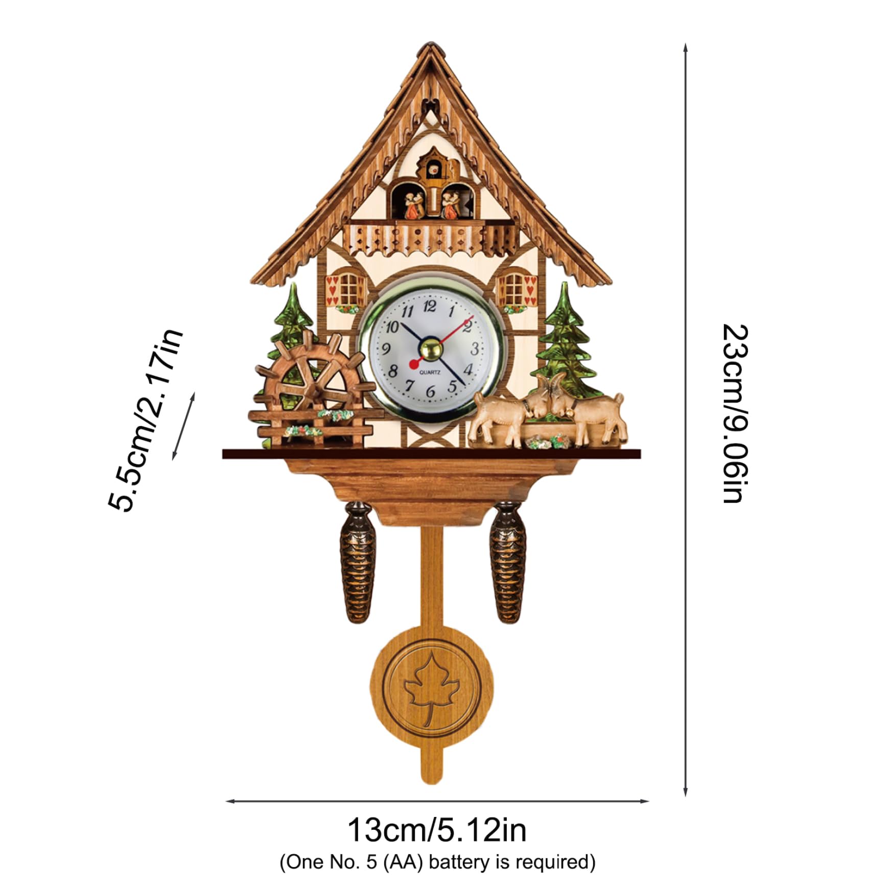 Reloj de Cuco 9x5x2, encantadores Relojes de Cuco de Pared con péndulo Reloj de Pared Antiguo Tipo pajarera para Sala de Estar, Estudio, habitación de niños