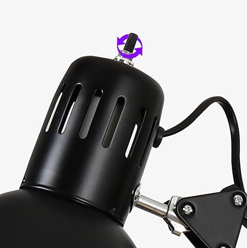 Miniatura 4 de Lámpara de escritorio con brazo oscilante con abrazadera, lámpara de lectura de metal ajustable para oficina en casa, bombilla E27 no incluida,
