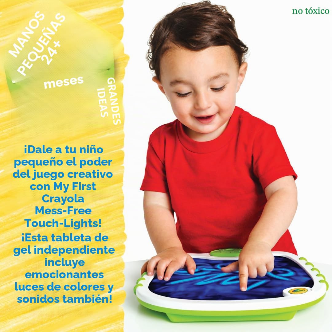 CRAYOLA Luces táctiles para niños, juguetes sensoriales musicales para niños pequeños, vacaciones, bloc de dibujo iluminado, pintura sin desorden, actividad de viaje, más de 2 años