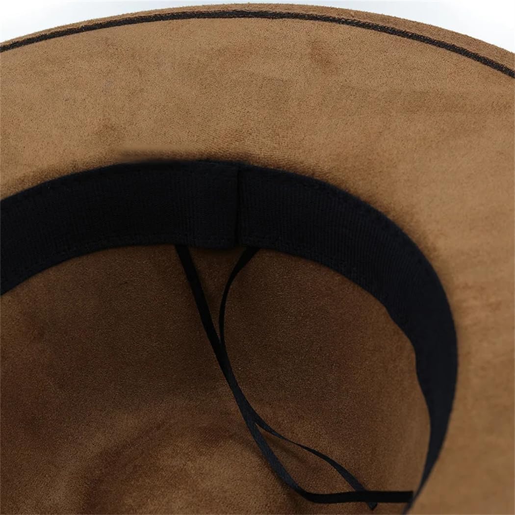 Cappello Fedora da donna in pelle scamosciata, 8 cm, a tesa larga, cappello in feltro per chiesa di Panama, cappello a fascia per matrimonio