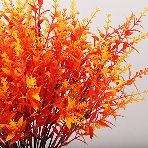 RECUTMS 8 Bundles Autumn Artificial Flowers Plastic Artificial Flowers Outdoor Faux Plants UV Resistant Decorative Artificial Plastic Flowers - Image 3