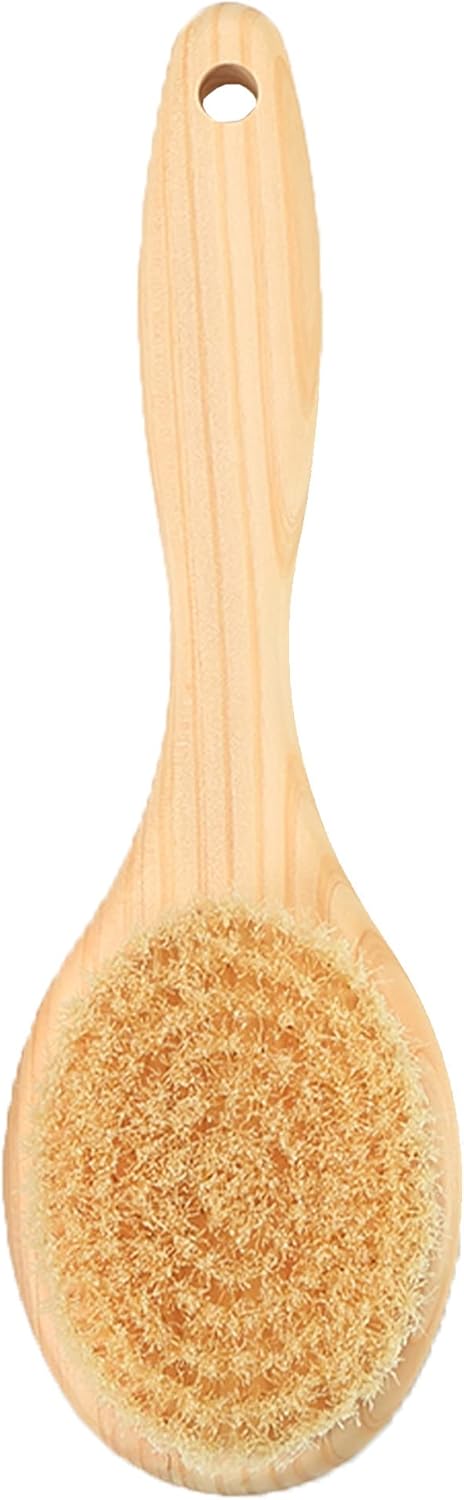 Japanese Hinoki Body Brush - Short Handle 9 inches - Boar Bristles