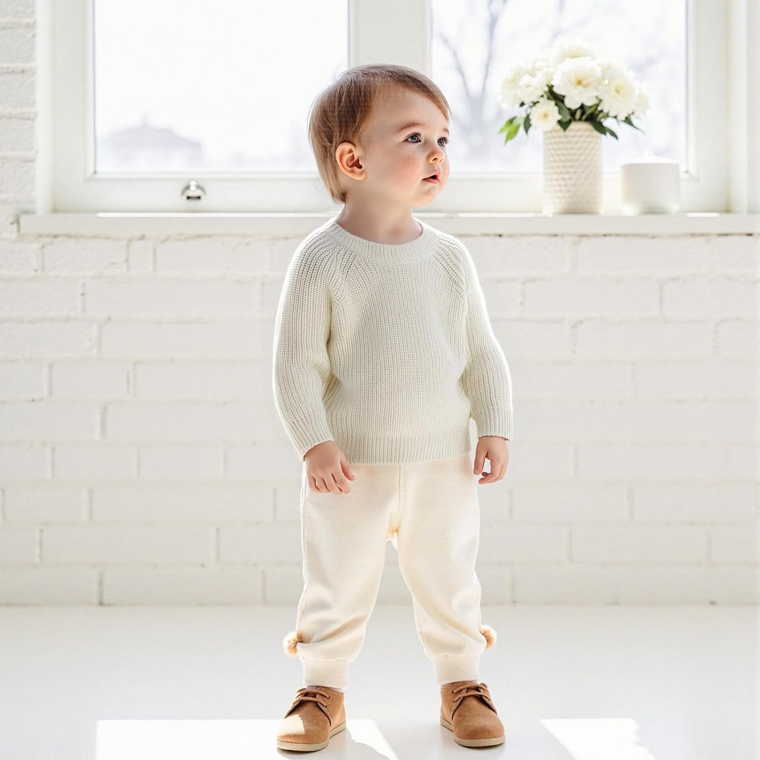 Baby Girl Boy Knit Sweater Chunky Knitted Crew Neck Pullover Sweatshirt Knitwear Toddler Fall Winter Clothes