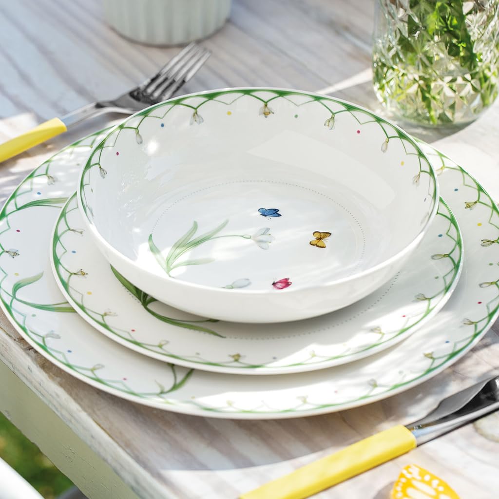 Villeroy & Boch Colourful Spring zestaw 6 miseczek do sałatek, 19 cm, okrągłe miski z dekoracją motyli i kwiatów, porcelana premium, kolorowa