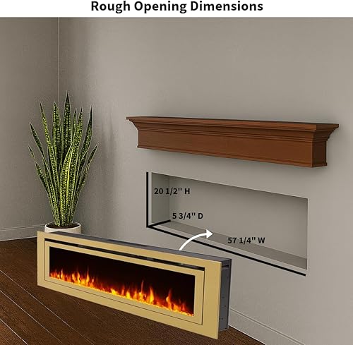Miniatura 2 de Touchstone Sideline Deluxe - Chimenea eléctrica inteligente dorada, 60 pulgadas de ancho, habilitada para AlexaWiFi, empotrada en pared, 5 ajustes