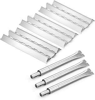 Terefour Grill Replacement Parts for Broil King Signet 320, 9468-54, 9865-54, 9468-54, 9468-84, Signet 20, Signet 70, Signet 90, Stainless Steel Grill Heat Plates and Burner Tube, 3 Pack