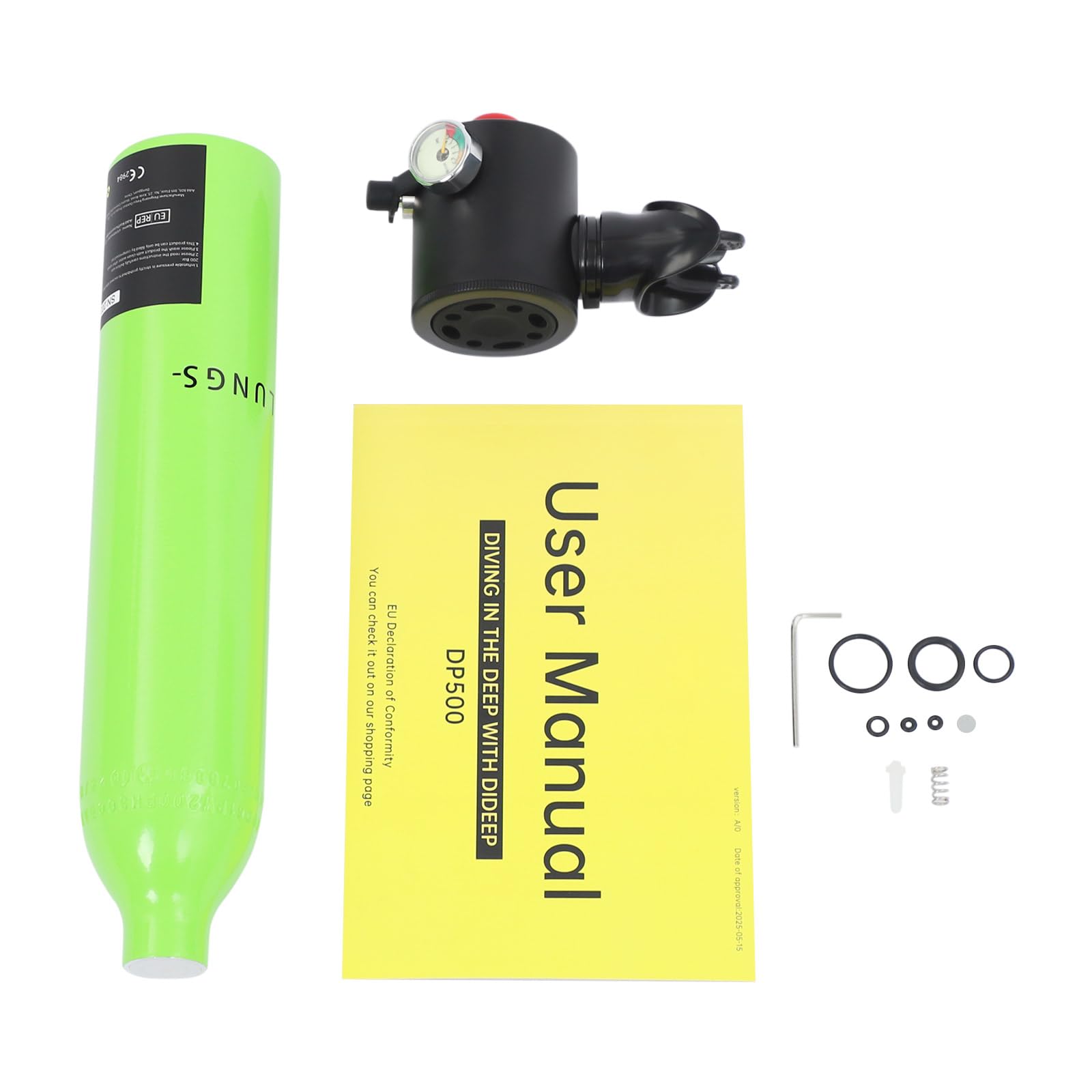 Mini réservoir de plongée sous-marine de 0,5 l, bouteille pulmonaire pour plongée sportive, capacité de 10 à 20 minutes, avec embout en silicone