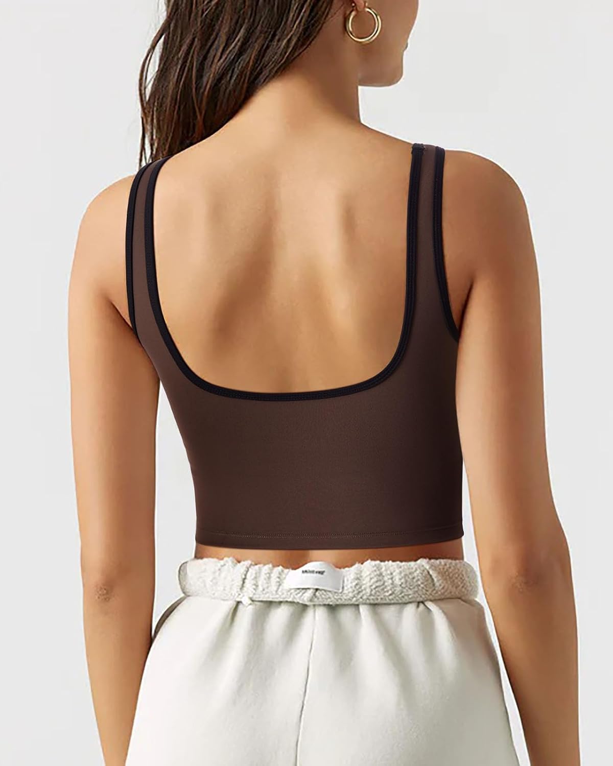 SUUKSESS Women Sweetheart Neckline Longline Sports Bra Padded Basic Workout Crop Tank Top - Image 2