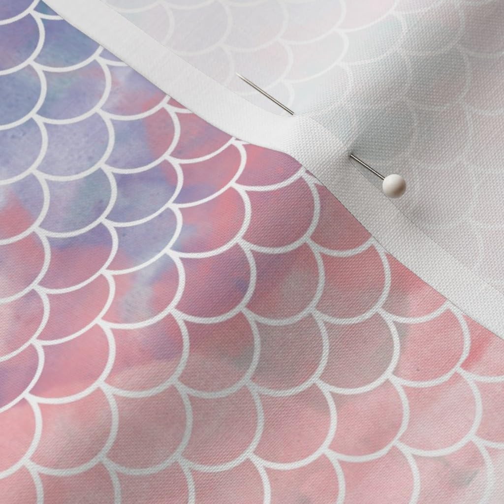 Spoonflower Fabric - Pastel Mermaid Watercolor Pink Coral Purple Aqua Turquoise Teal Printed on Petal Signature Cotton Fabric by The Yard - Sewing Quilting Apparel Crafts Decor