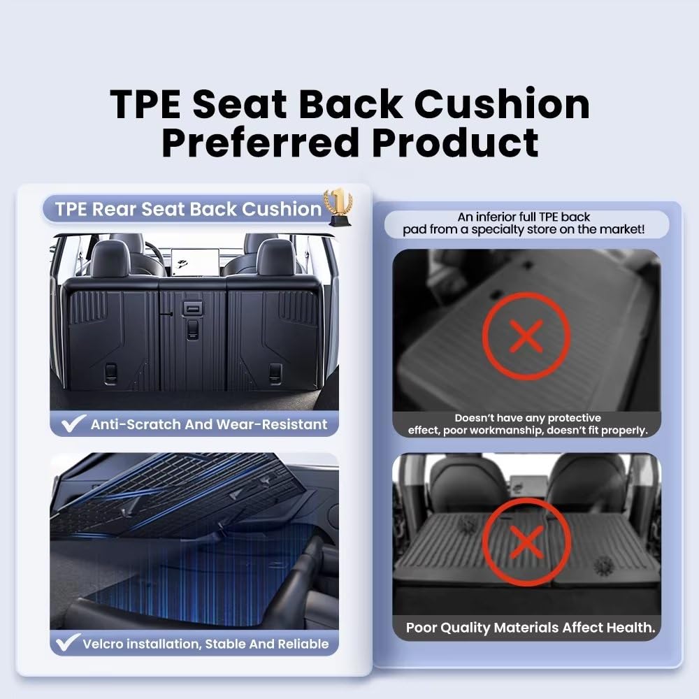 Moquette Tappetino Auto Per Tesla Per Model Y 2021-2025 Per Juniper TPE Coprisedile Posteriore Protezione Schienale Bagagliaio Antigraffio(MY 2021-2024)