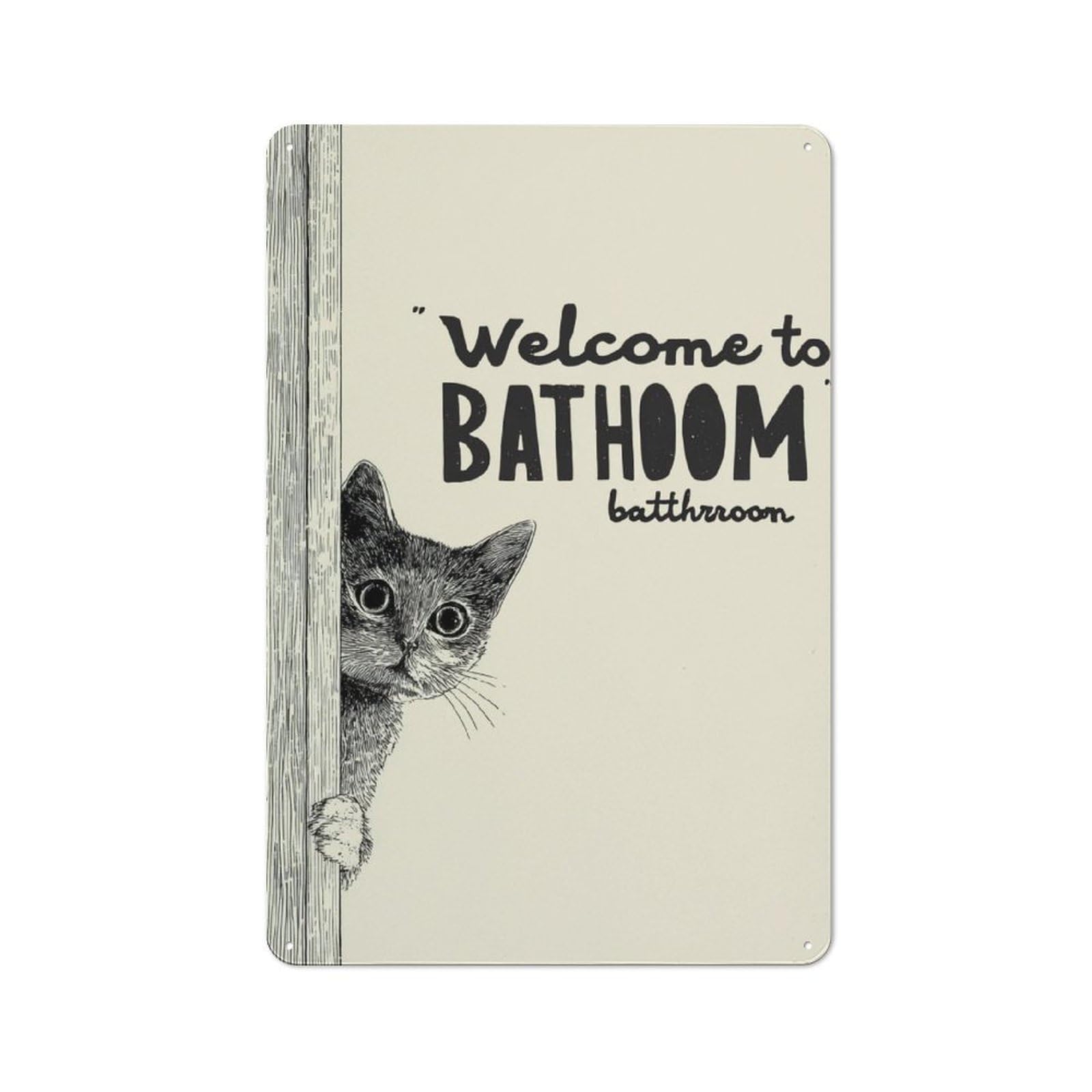 Junmoney Peek-A-Boo Bathroom -1 Office Metal Sign With Design 30X20cm, Classic Study Room Decor For Office, Study, Studio Or Hallway