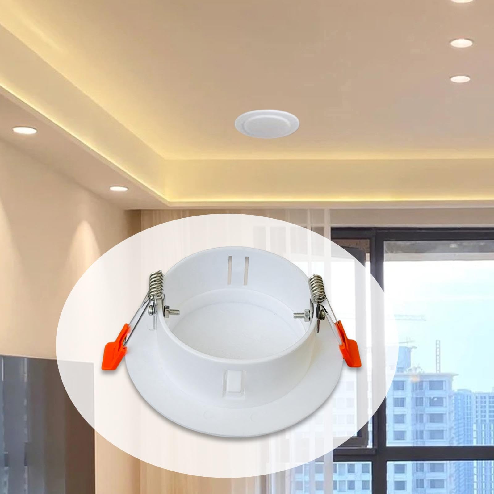 MagiDeal Placa de cubierta de techo con resorte, panel decorativo de montaje en pared, fácil instalación, tapa de orificio para luz descendente redonda para, Ajuste de 106 a 124