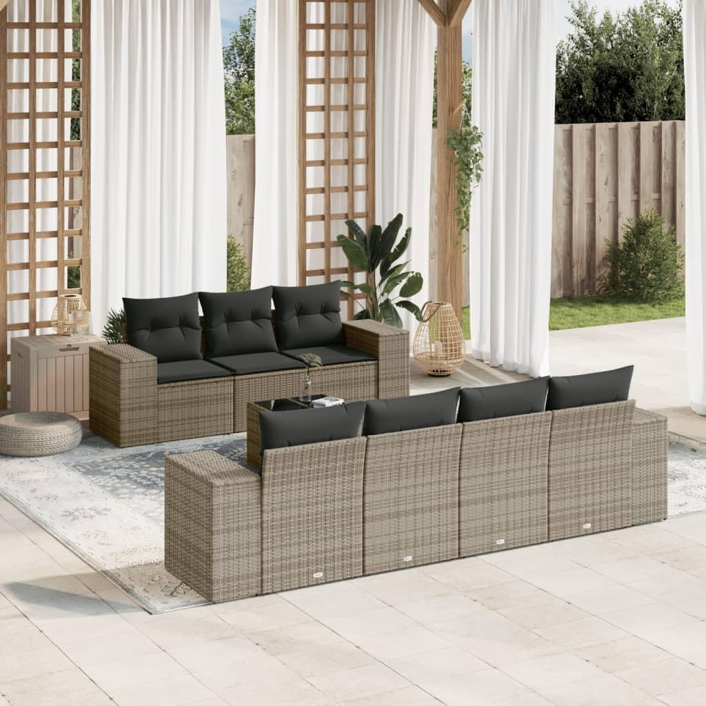 Gecheer 8Piece Garden Lounge Set Polyrattan, Balcony Lounge Rattan