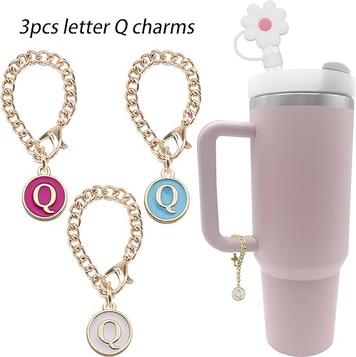 Miniatura 10 de Stanley - 6 piezas con tapa con pajilla, accesorios para tazas con inicial, personalizables, reutilizables, 0.394 pulgadas (0.394 in), puntas de