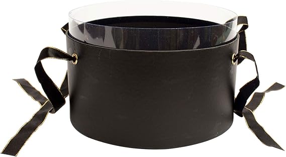 Emartbuy Black/Clear Round Rigid Gift Boxes Set of 3 Large, Medium, Small