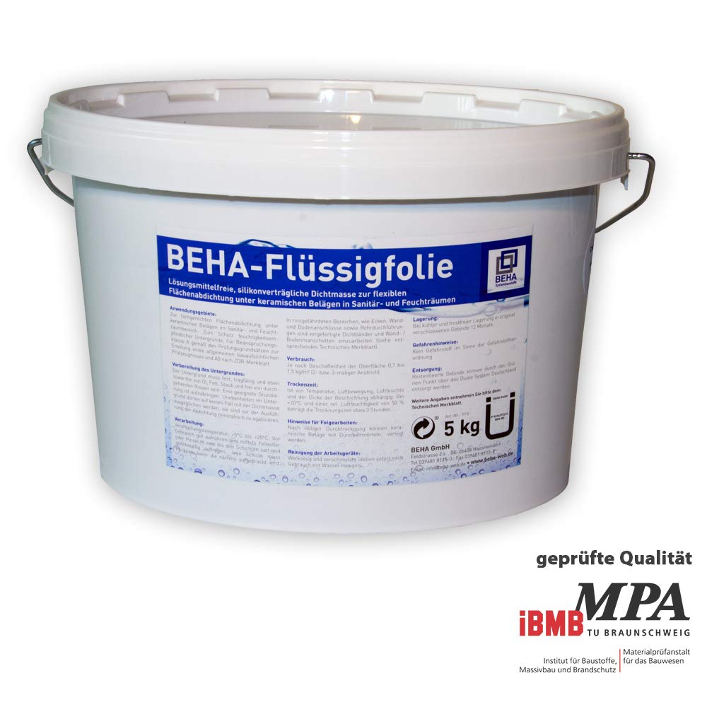 BEHA bluetec Dichtset Flüssigfolie Dichtband Tiefengrund Abdichtung für Feuchträume Bad Dusche Küche usw.