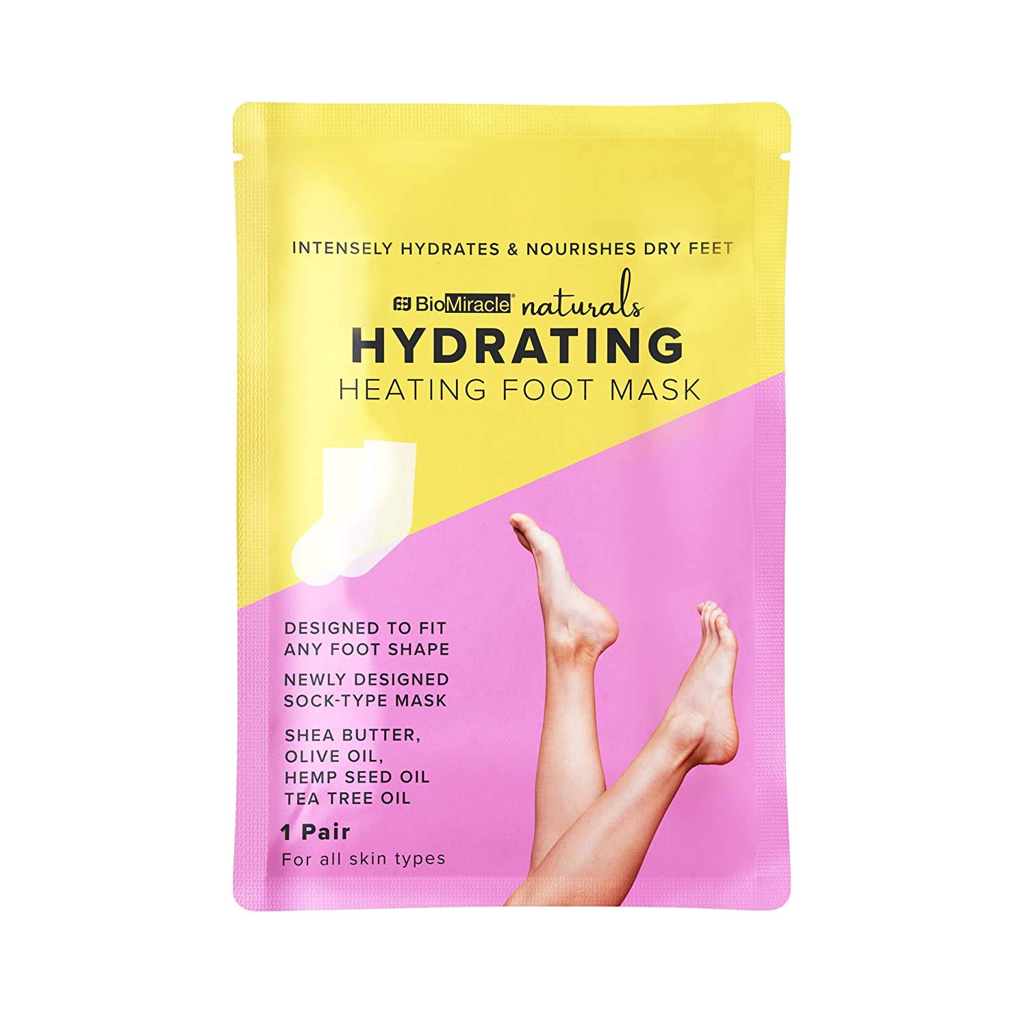 BioMiracle Naturals Hydrating Heating Foot Mask 6 Pack