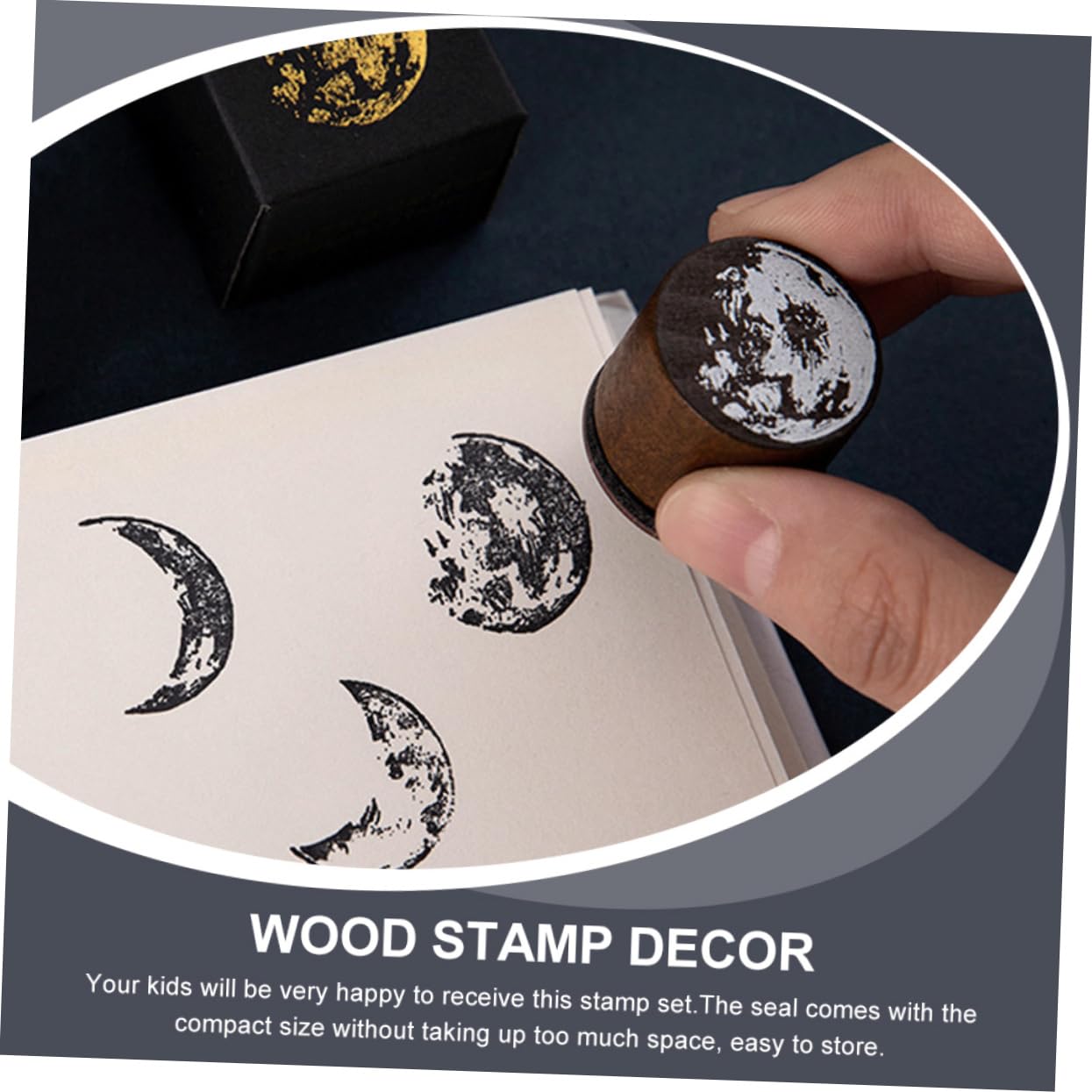 Lurrose 20stücke Teiliges Holzstempel Mit Mondphasen Retro Design Stempel Für Journals Und Scrapbooking Praktische Kreative Projekte Und -dekorationen