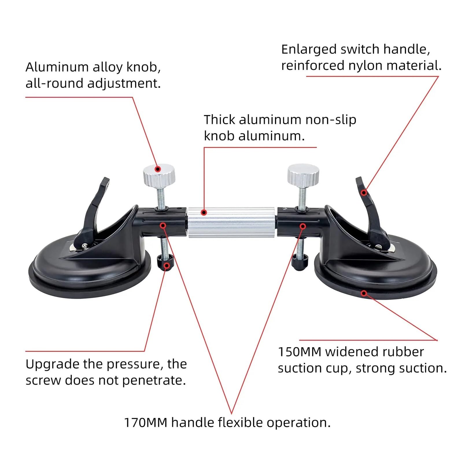 Ventosa, Strumento professionale for l'installazione del controsoffitto professionale for livellamento delle piastrelle con ventosa regolabile da 6 pollici for lastra di marmo e vetro(1pc)
