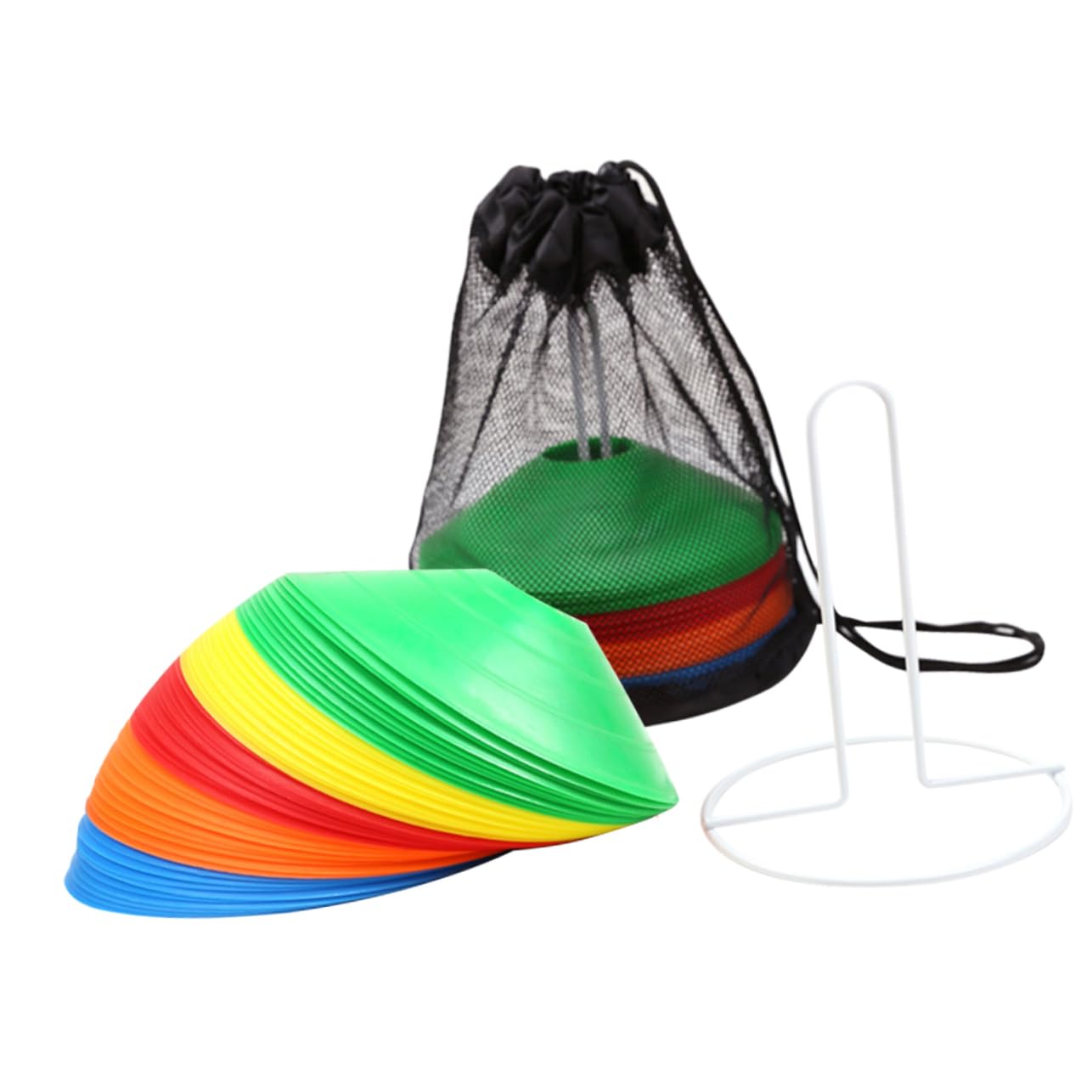 Mikikit 1 Juego Conjunto de Conos de Fútbol Brillantes con Soporte Metálico y Bolsa para Entrenamiento Deportivo y Agilidad Equipamiento de Entrenamiento de Fútbol