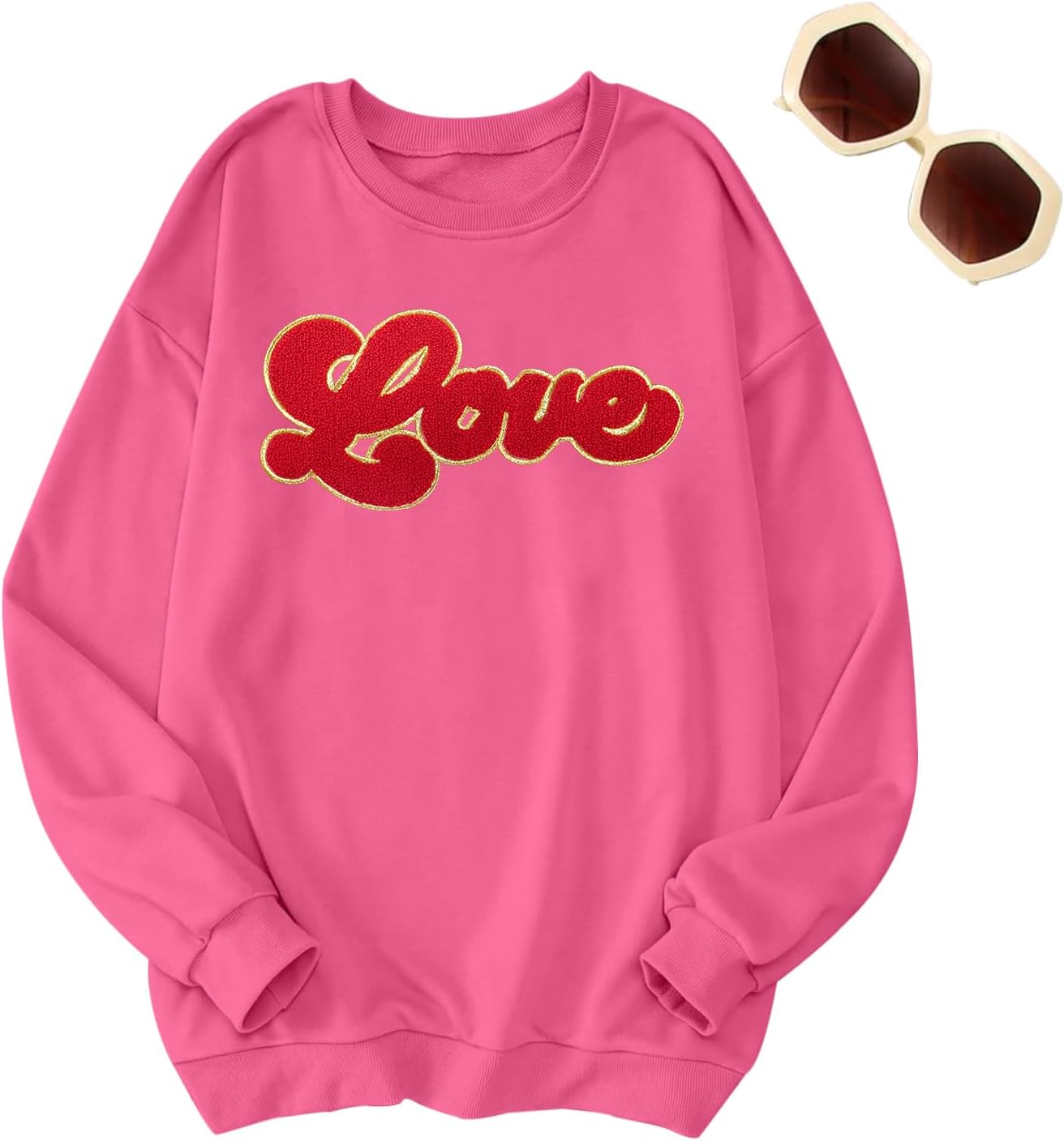 hohololo Valentines Day Sweatshirt Women Valentine Shirts Love Heart Long Sleeve Tops Oversized Crewneck Pullover - Image 5