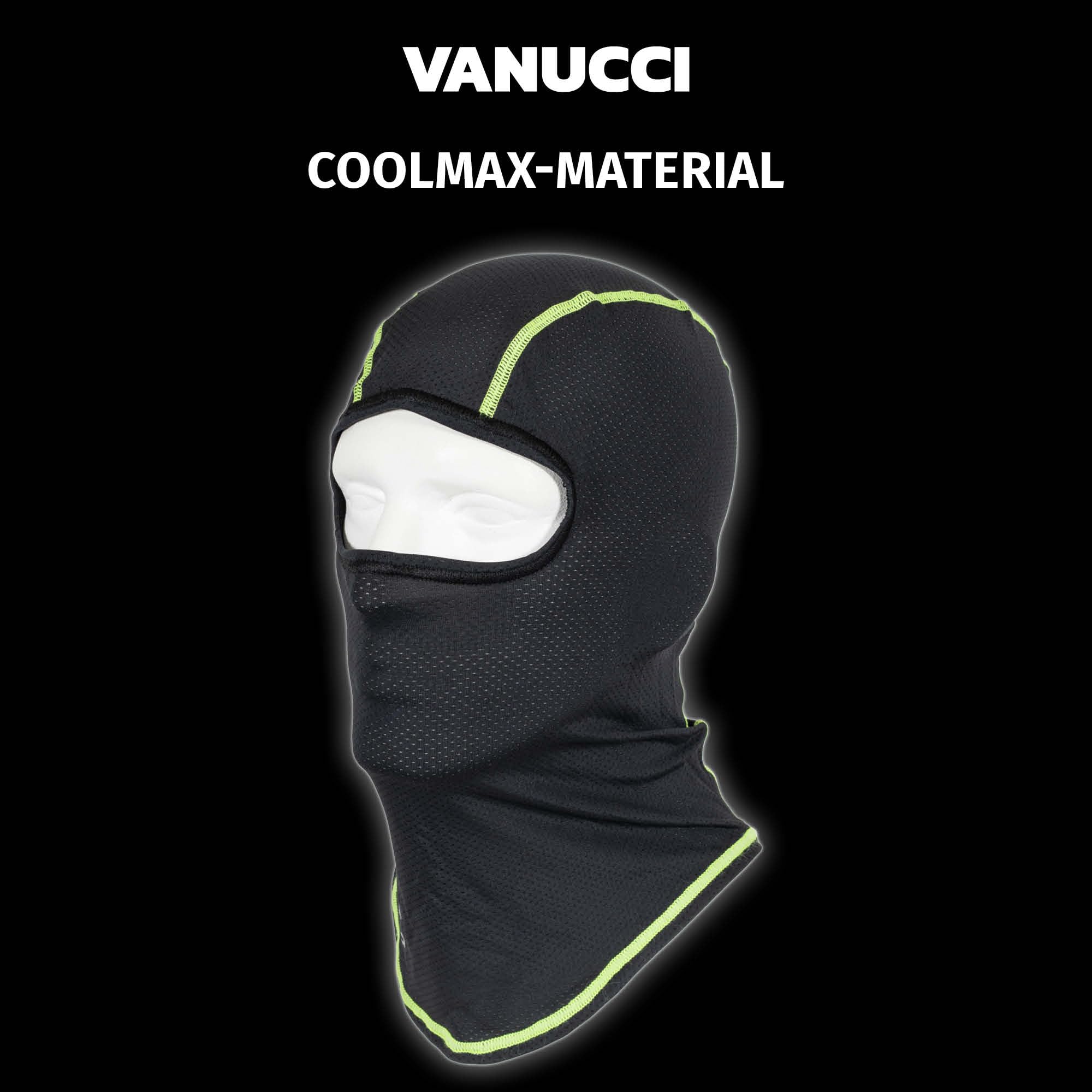 Vanucci Coolmax 2.0 Sturmhaube – Atmungsaktive Sturmhaube für Motorrad & Fahrrad, leichte Sturmmaske, schweißableitend, schnelltrocknend, Unisex-Balaclava in Universalgröße für Sommer & Sport