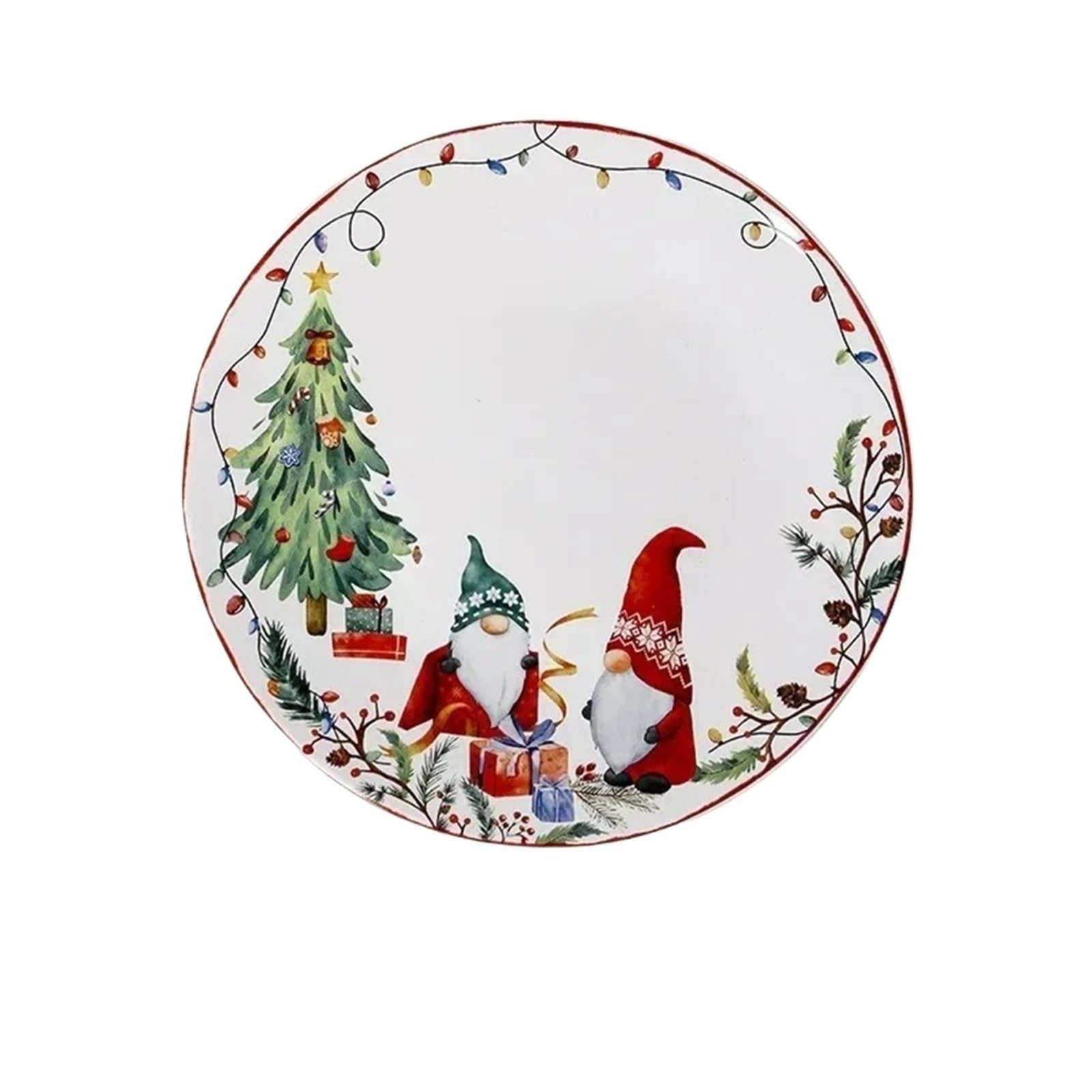 Plato llano de cerámica navideño, porcelana festiva for comidas navideñas