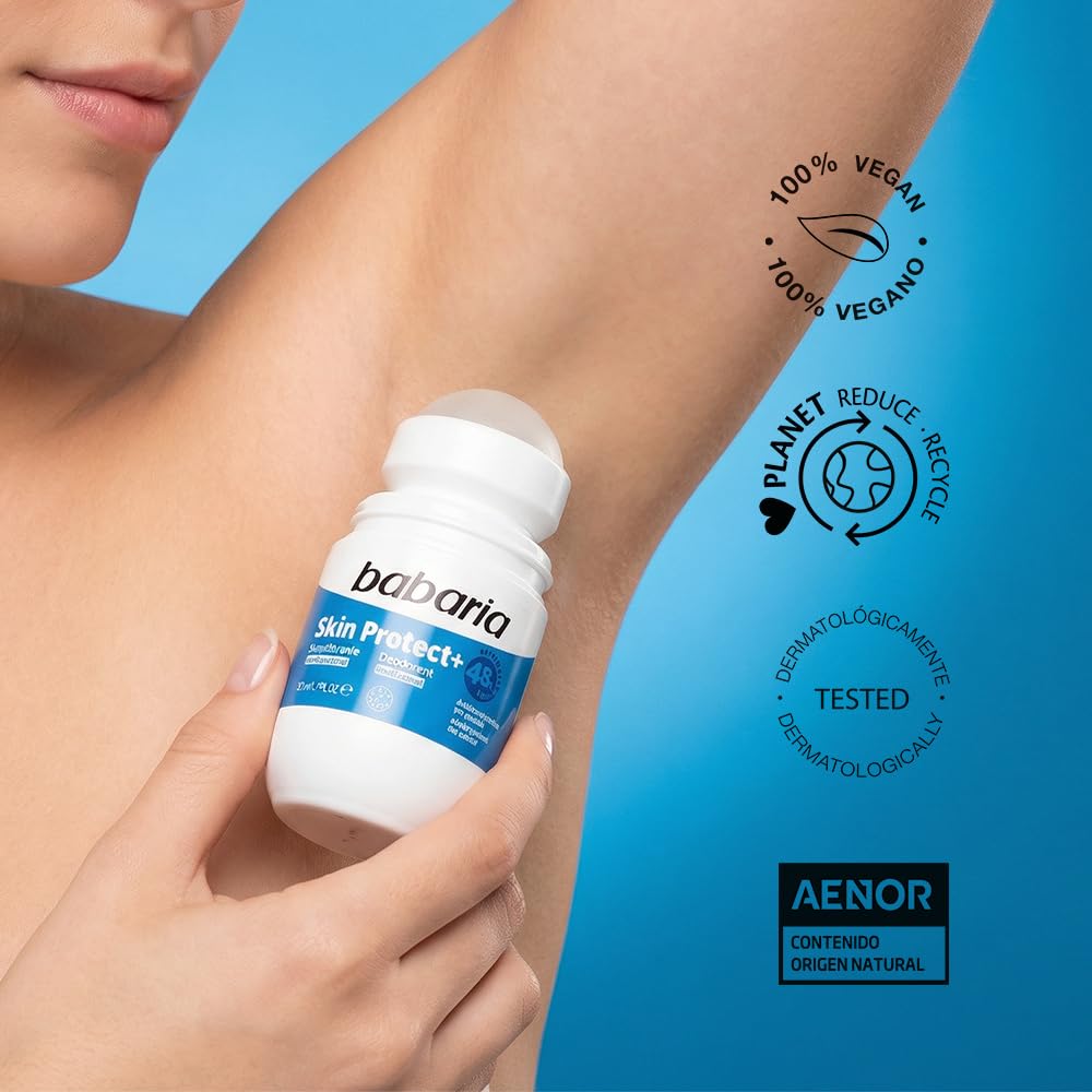 Babaria - Dezodorant rolkowy Skin Protect+ - 0% alkohol - Antyperspirant