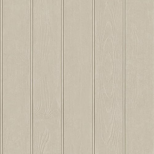Beaded Wood Panel Beige Wallpaper - Modern Realistic Contemporary Trendy - Stylish Feature Wall