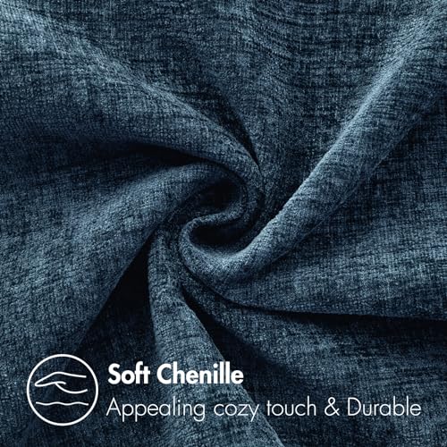 Image of MIULEE Pack of 2 Blue Throw Pillow Covers 12x20 Inch Soft Chenille Lumbar Pillow Covers for Sofa Living Room Couch Solid Dyed Cases