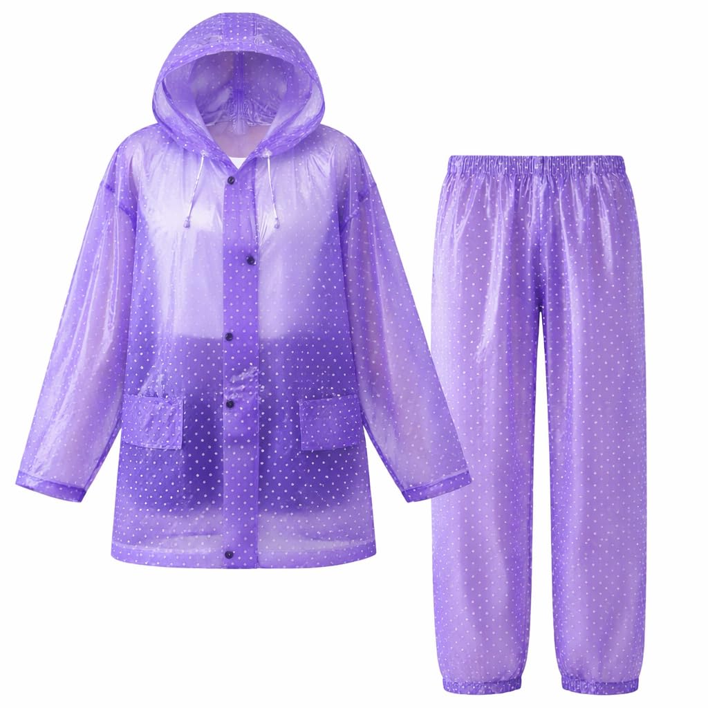 Raincoat Set for Men & Women with Hood & Pants | Waterproof Rainsuit with Adjustable Drawstring Hem | Lightweight Rain Gear for Bike, Travel, Hiking & Outdoor Use-picture-21